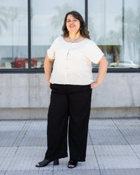 PANTALÓN PALAZZO LINO - Negro