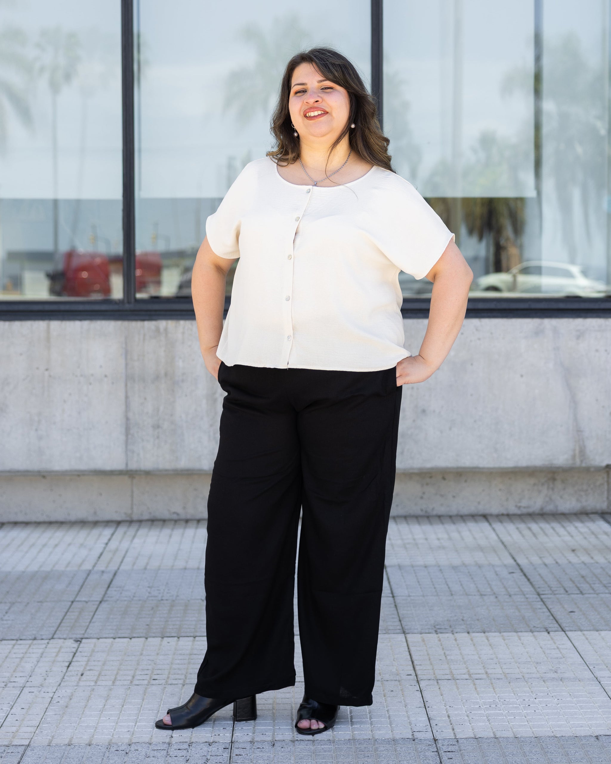 PANTALÓN PALAZZO LINO - Negro