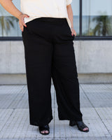 PANTALÓN PALAZZO LINO - Negro