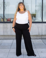 PANTALÓN PALAZZO LYCRA - Negro