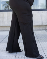 PANTALÓN PALAZZO LYCRA - Negro
