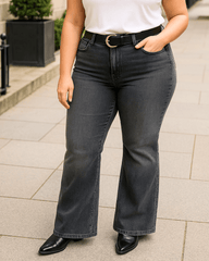 PANTALON JEAN FLARE CORTO - Gris