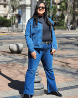 PANTALON JEAN FLARE LARGO - Azul