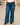 PANTALON JEAN FLARE CORTO - Azul