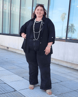 PANTALON JEAN FLARE CORTO - Negro