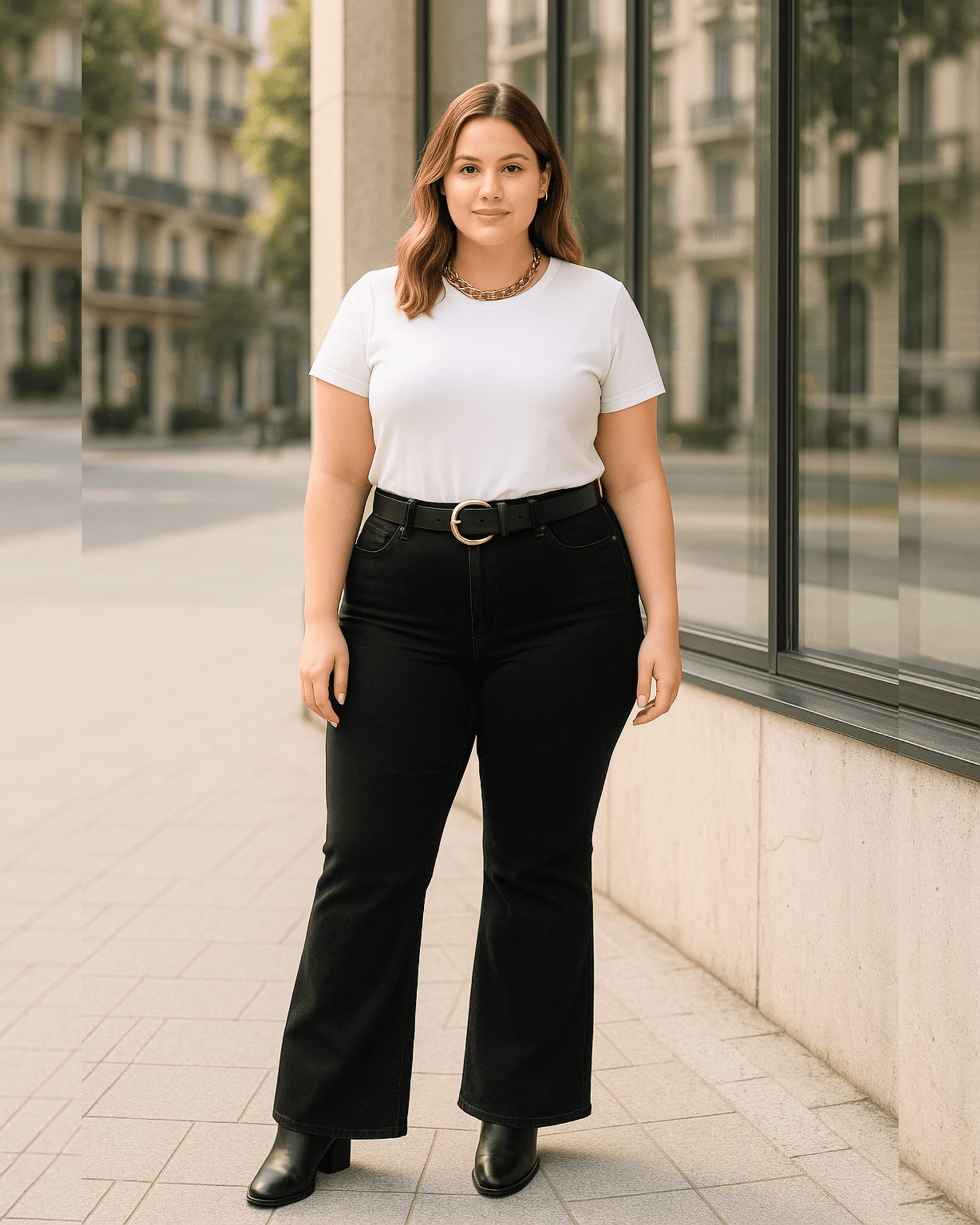 PANTALON JEAN FLARE CORTO - Negro