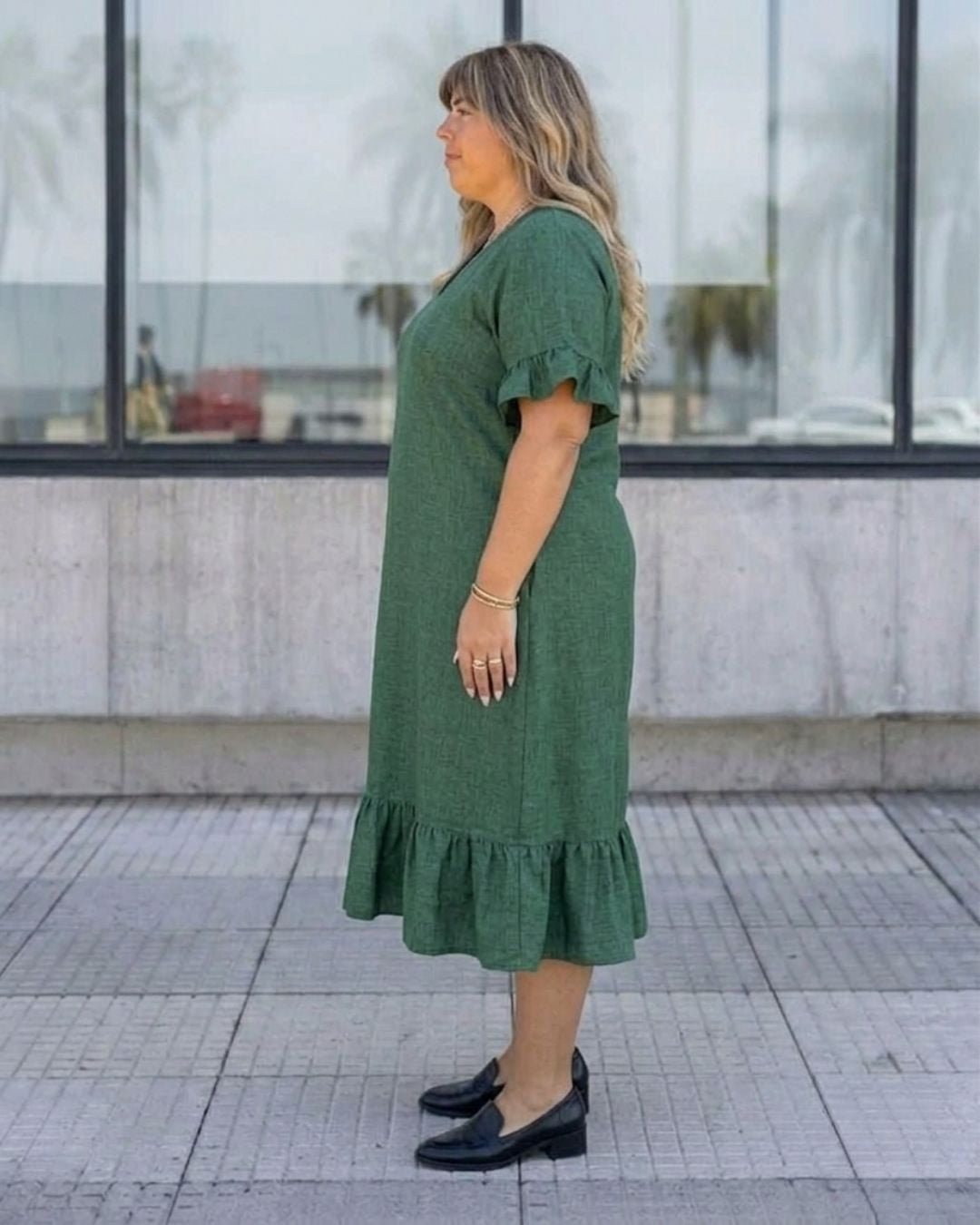 VESTIDO LINA ACAMPANADO  - VERDE