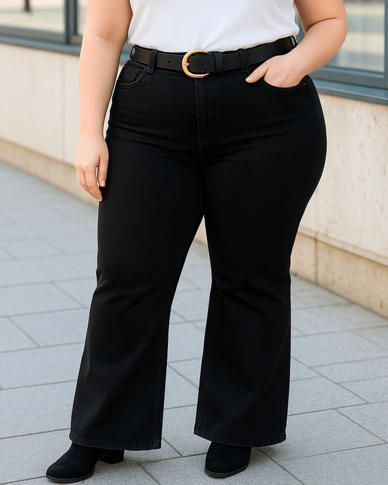 Pantalón Jean "FLARE LARGO NEGRO"