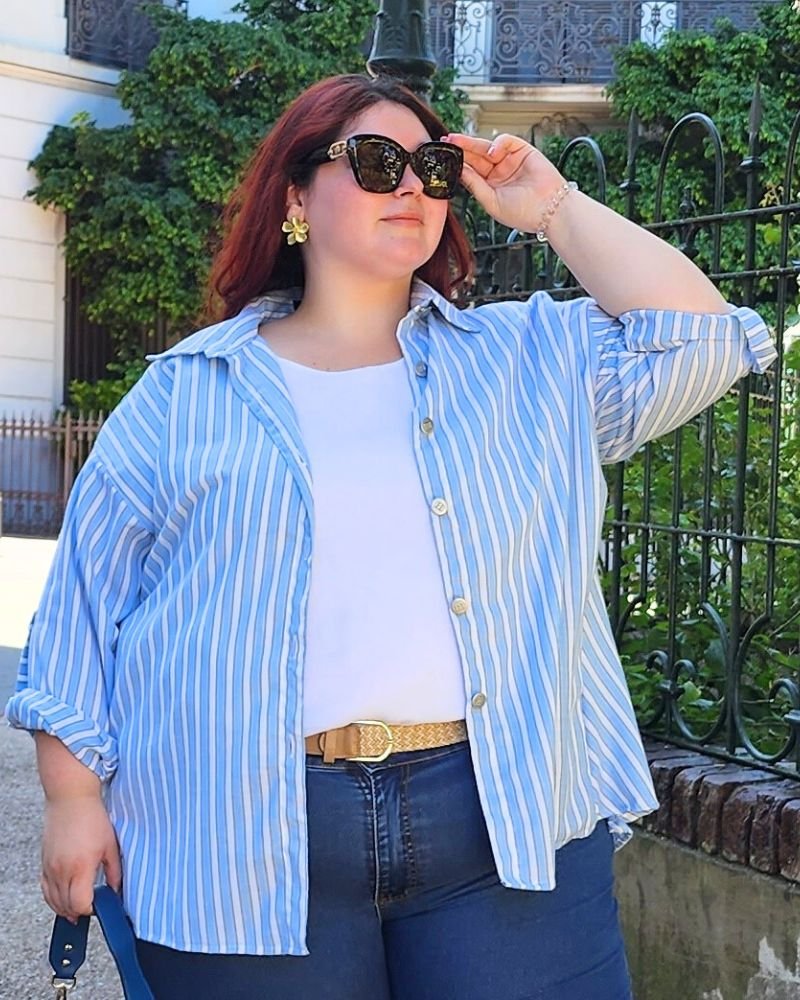 Camisa Rayada CELESTE