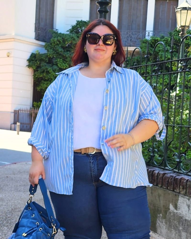 Camisa Rayada CELESTE