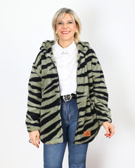 CAMPERA PIEL - Verde y Negro