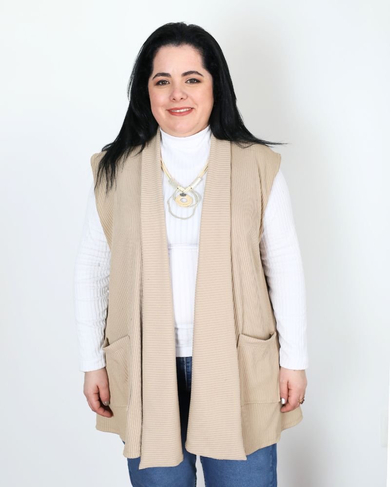 Chaleco Corto Punto de Hilo MIAMI BEIGE