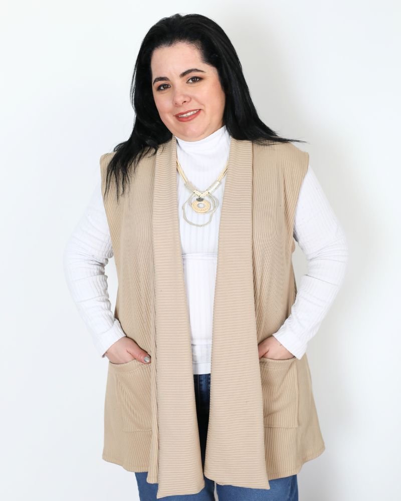 Chaleco Corto Punto de Hilo MIAMI BEIGE