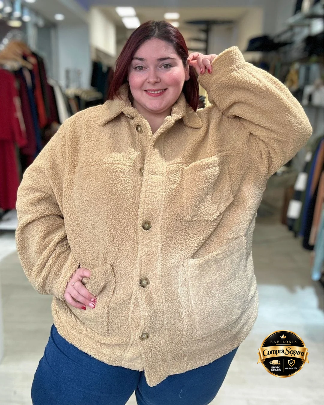 CHAQUETA CORDERITO MONTREAL LARGA - Talles Grandes 🛡️ COMPRA SEGURA 🛡️