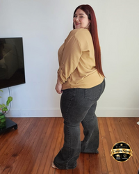 PANTALON JEAN FLARE CORTO - GRIS 1125 🛡️ COMPRA SEGURA 🛡️