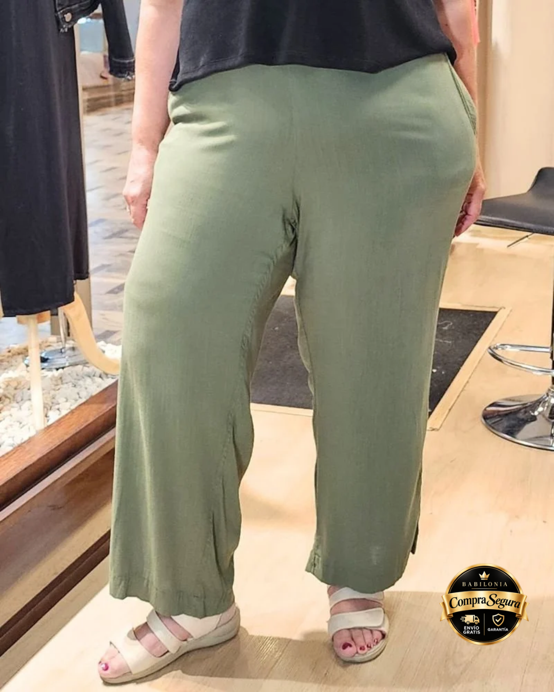PANTALÓN PALAZZO LINO FINO - VERDE 🛡️ COMPRA SEGURA 🛡️