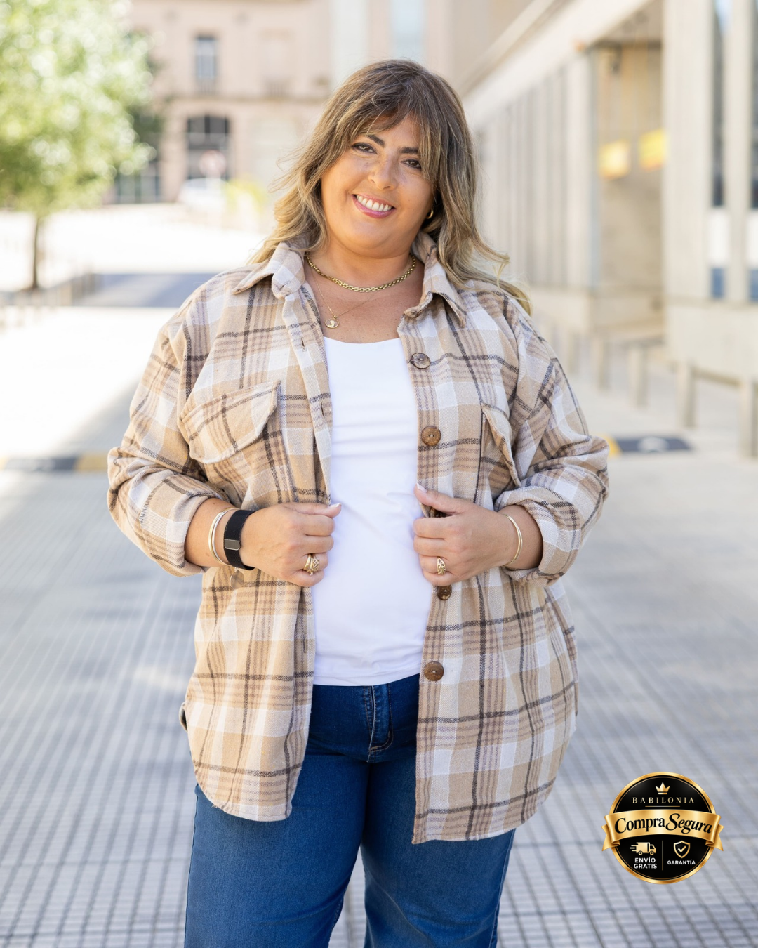 SOBRECAMISA ESCOCESA BABI - BEIGE 🛡️ COMPRA SEGURA 🛡️