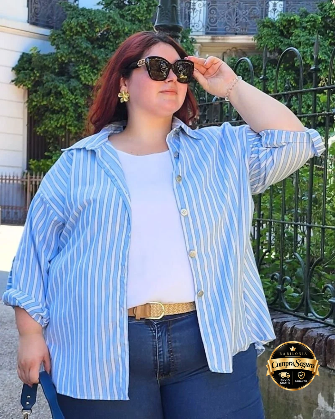 CAMISA RAYADA - CELESTE🛡️ COMPRA SEGURA 🛡️