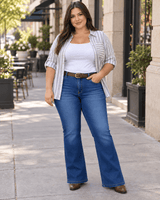 LOOK COMPLETO SOHO | Jean Flare + Musculosa Atenea + Camisa a rayas -🛡️COMPRA SEGURA🛡️