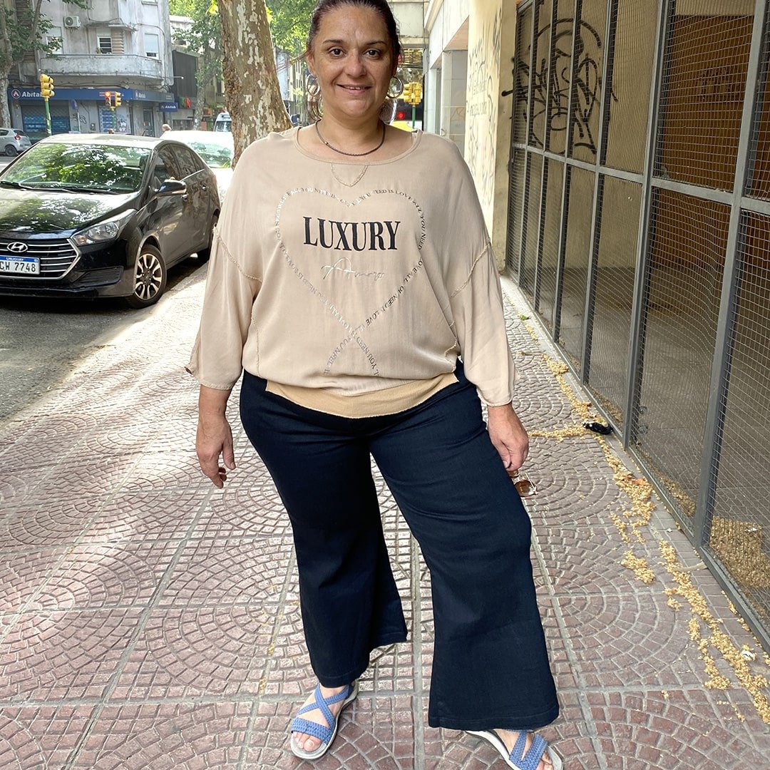 Pantalón Jean Negro Ancho JULIA - (talles grandes)