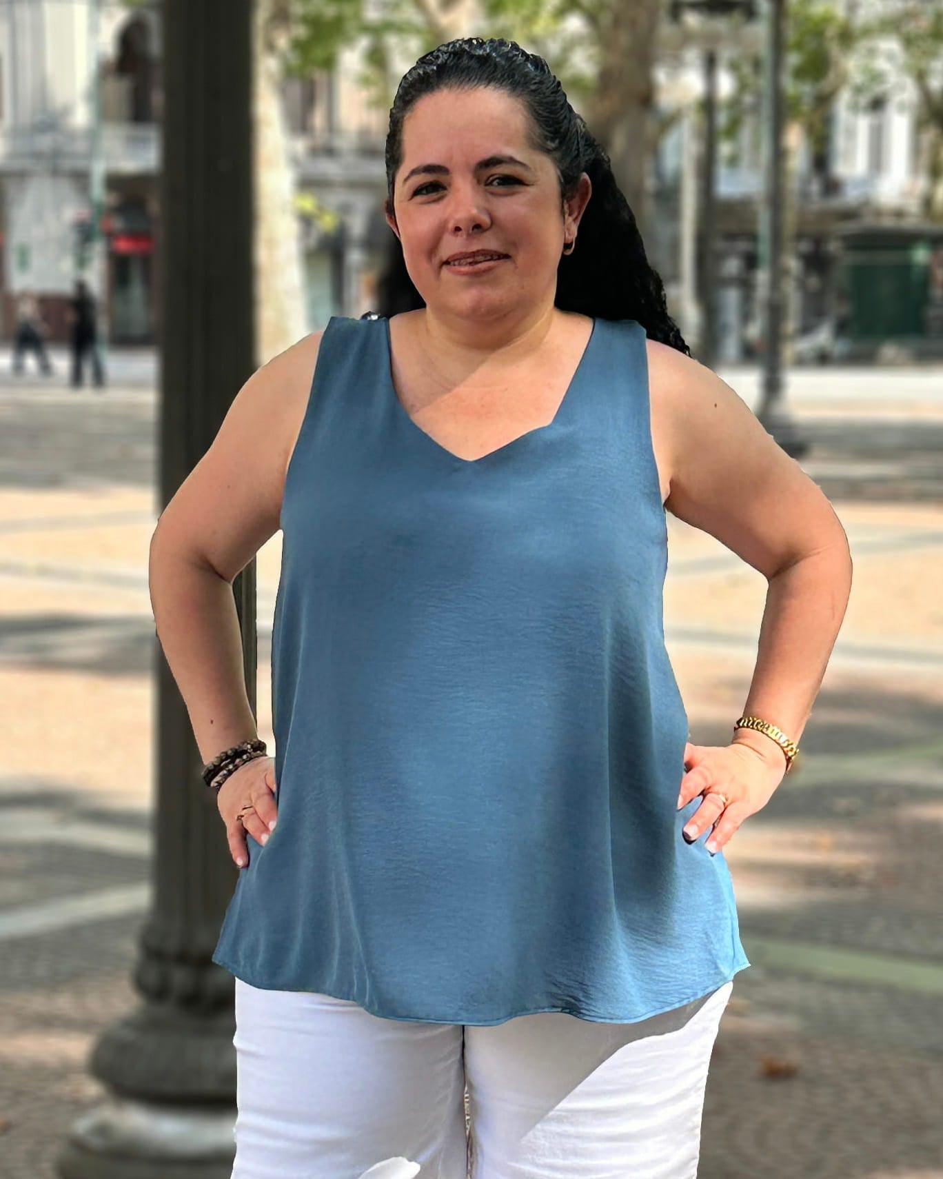 BLUSA MUSCULOSA  ESENCIAL - Azul Jean