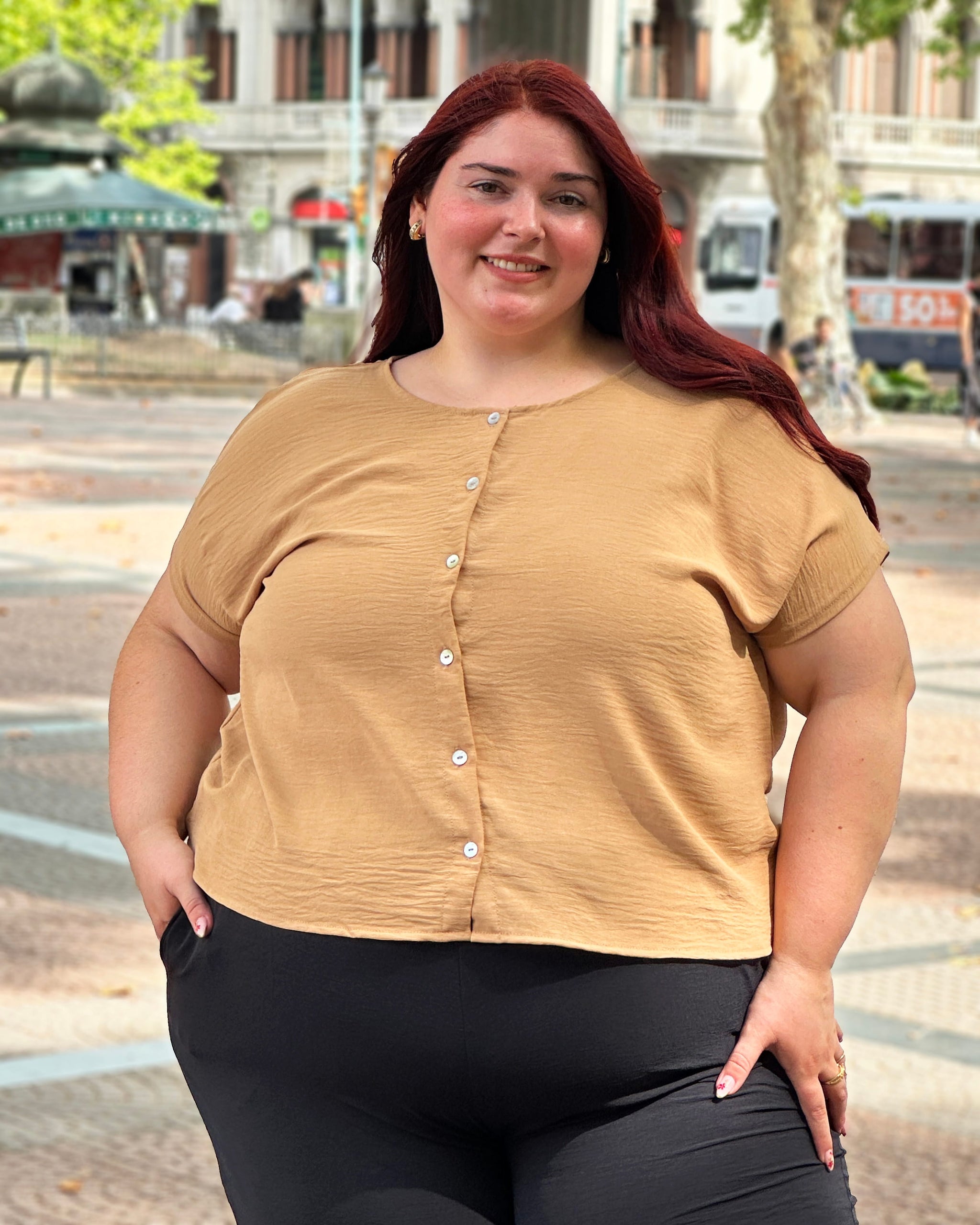 BLUSA CAMISA ANGEL - Camel