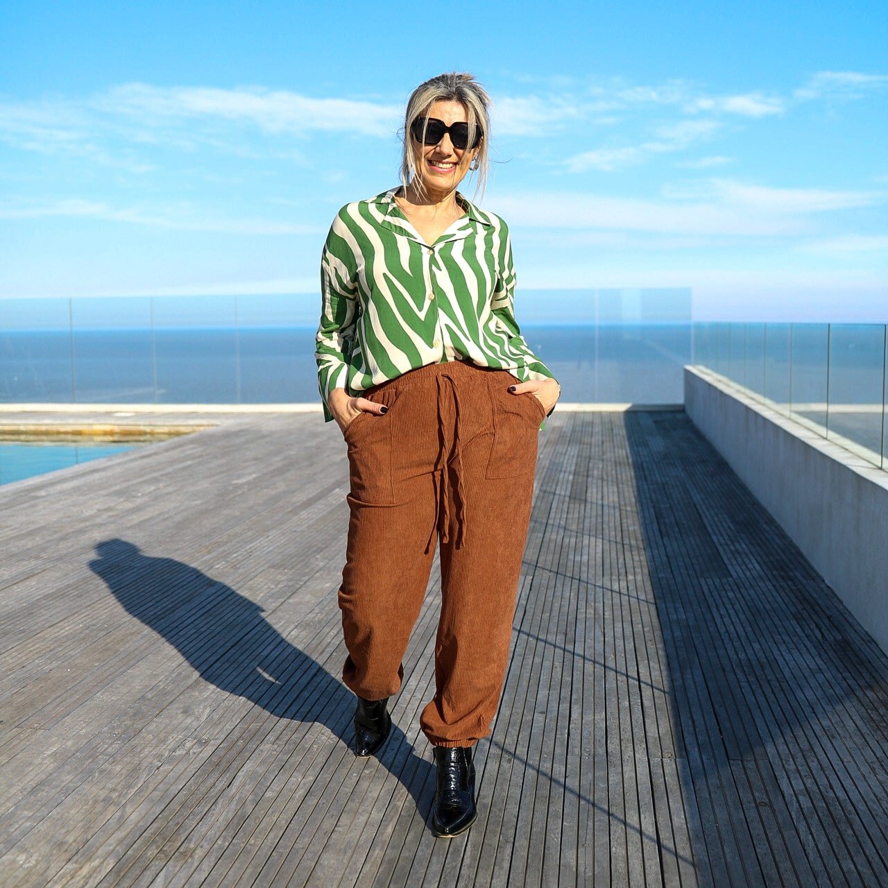 PANTALON BABUCHA PANA - Marrón