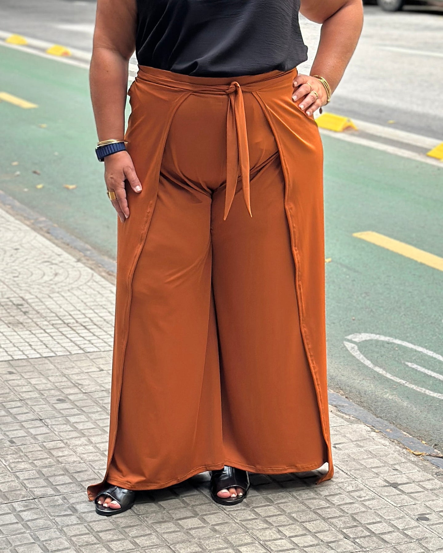 PANTALÓN CRUZADO FLORIPA - Terracota