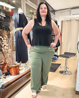 PANTALÓN PALAZZO LINO - Verde