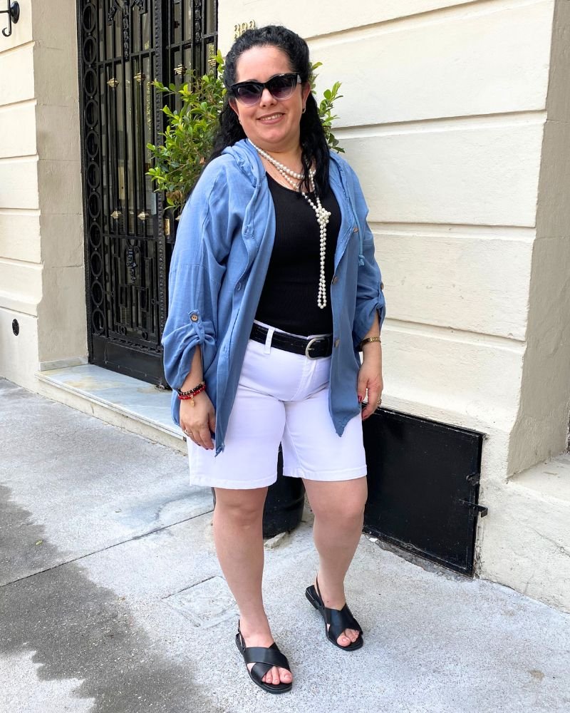 SHORT BERMUDA JEAN - Blanco