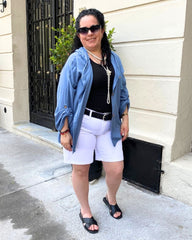 SHORT BERMUDA JEAN - Blanco