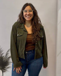 CAMPERA DE CORDEOY VERDE OLIVA OLIVIA