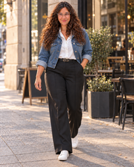 LOOK COMPLETO COMODÍN | Pantalón sastrero + Camisa blanca + Campera jean -🛡️COMPRA SEGURA