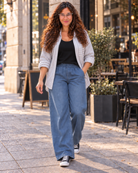 LOOK COMPLETO CASUAL | pantalón jean camisero + camisa a rayas + musculosa -🛡️COMPRA SEGURA