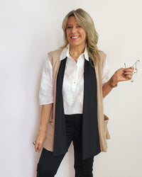Chaleco Corto Punto de Hilo MIAMI BEIGE