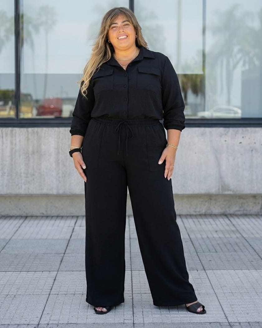 CONJUNTO CAMISA Y PANTALÓN PRAGA - Negro