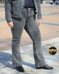 PANTALON JEAN FLARE LARGO - Gris 1125 - 🛡️ COMPRA SEGURA 🛡️