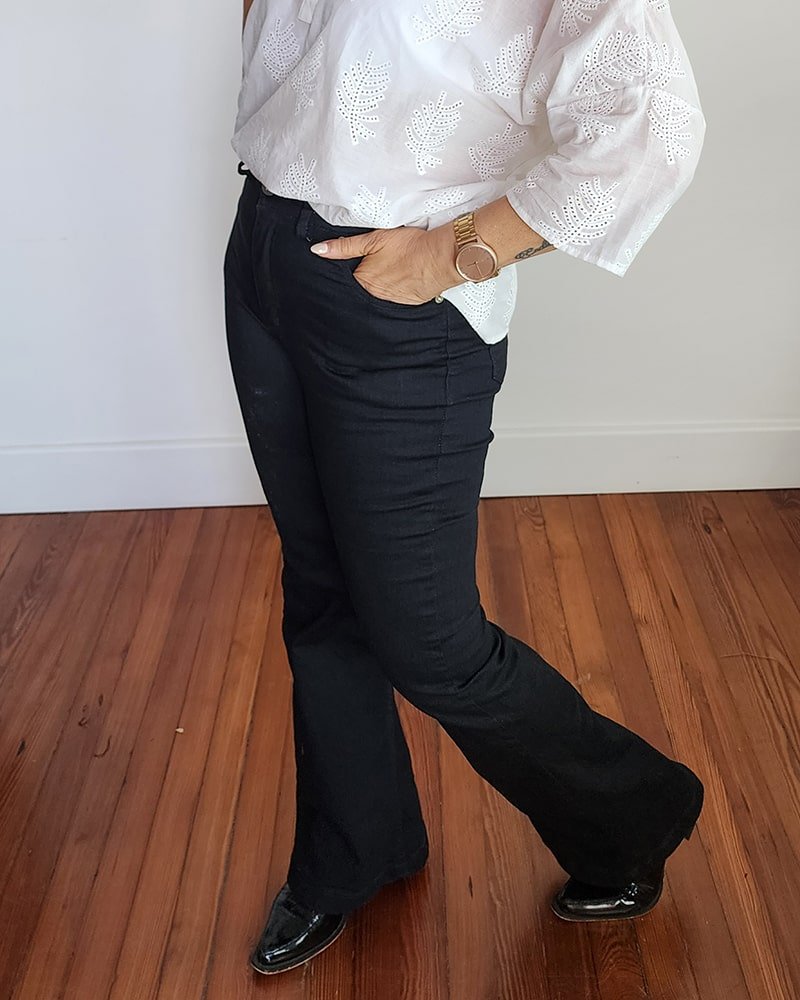 PANTALON JEAN FLARE LARGO - Negro 1125