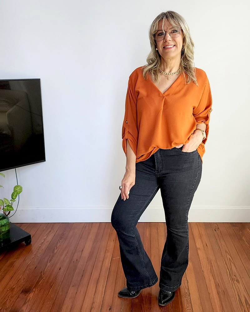 PANTALON JEAN FLARE LARGO - Gris