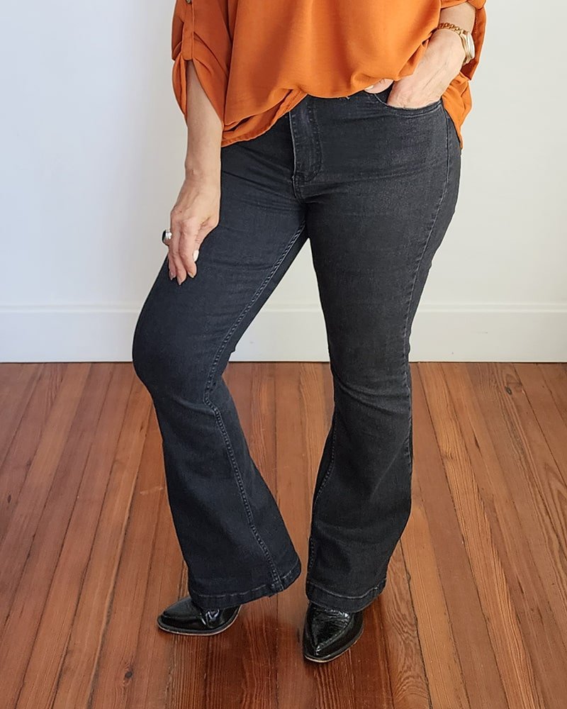 PANTALON JEAN FLARE LARGO - Gris
