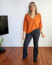 PANTALON JEAN FLARE LARGO - Gris