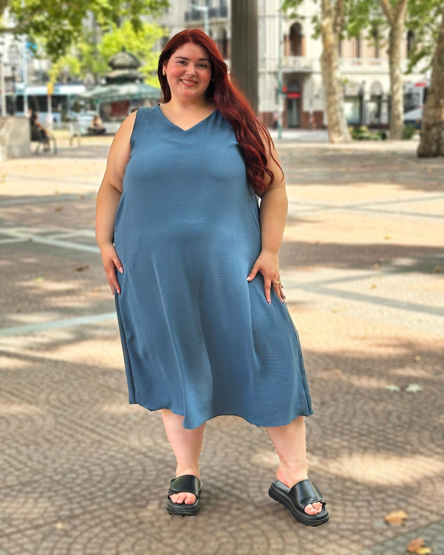VESTIDO FLOW LARGO - Azul Jean