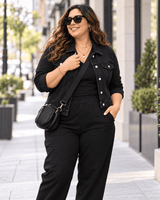 LOOK COMFORT BLACK  | Pantalón Morley + Remera Morley + Campera Jean Negra-🛡️COMPRA SEGURA🛡️
