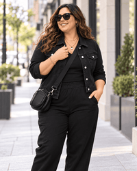 LOOK COMFORT BLACK  | Pantalón Morley + Remera Morley + Campera Jean Negra-🛡️COMPRA SEGURA🛡️