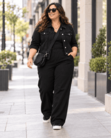 LOOK COMFORT BLACK  | Pantalón Morley + Remera Morley + Campera Jean Negra-🛡️COMPRA SEGURA🛡️