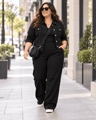 LOOK COMFORT BLACK  | Pantalón Morley + Remera Morley + Campera Jean Negra-🛡️COMPRA SEGURA🛡️