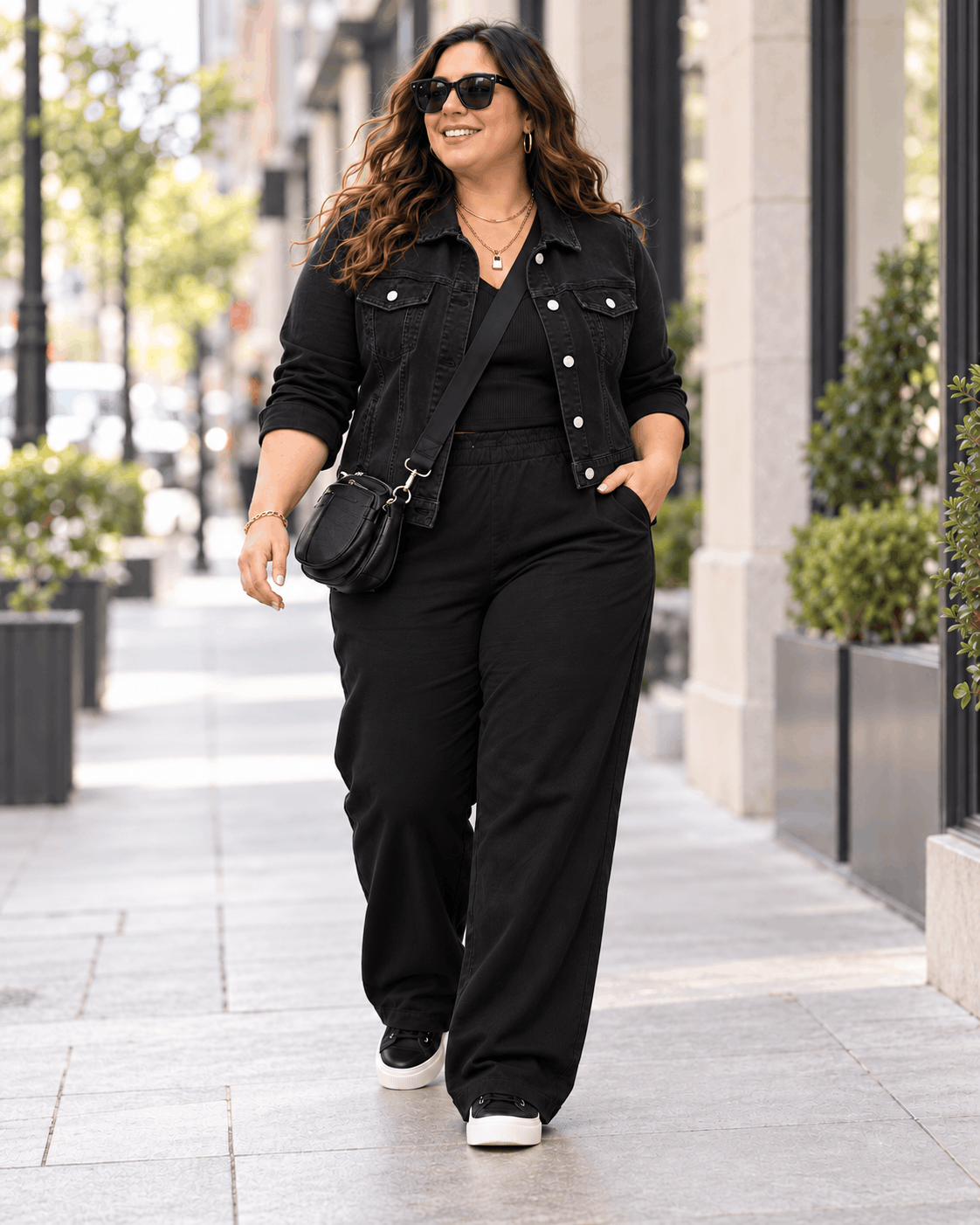 LOOK COMFORT BLACK  | Pantalón Morley + Remera Morley + Campera Jean Negra-🛡️COMPRA SEGURA🛡️