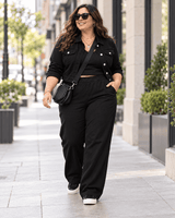 LOOK COMFORT BLACK  | Pantalón Morley + Remera Morley + Campera Jean Negra-🛡️COMPRA SEGURA🛡️