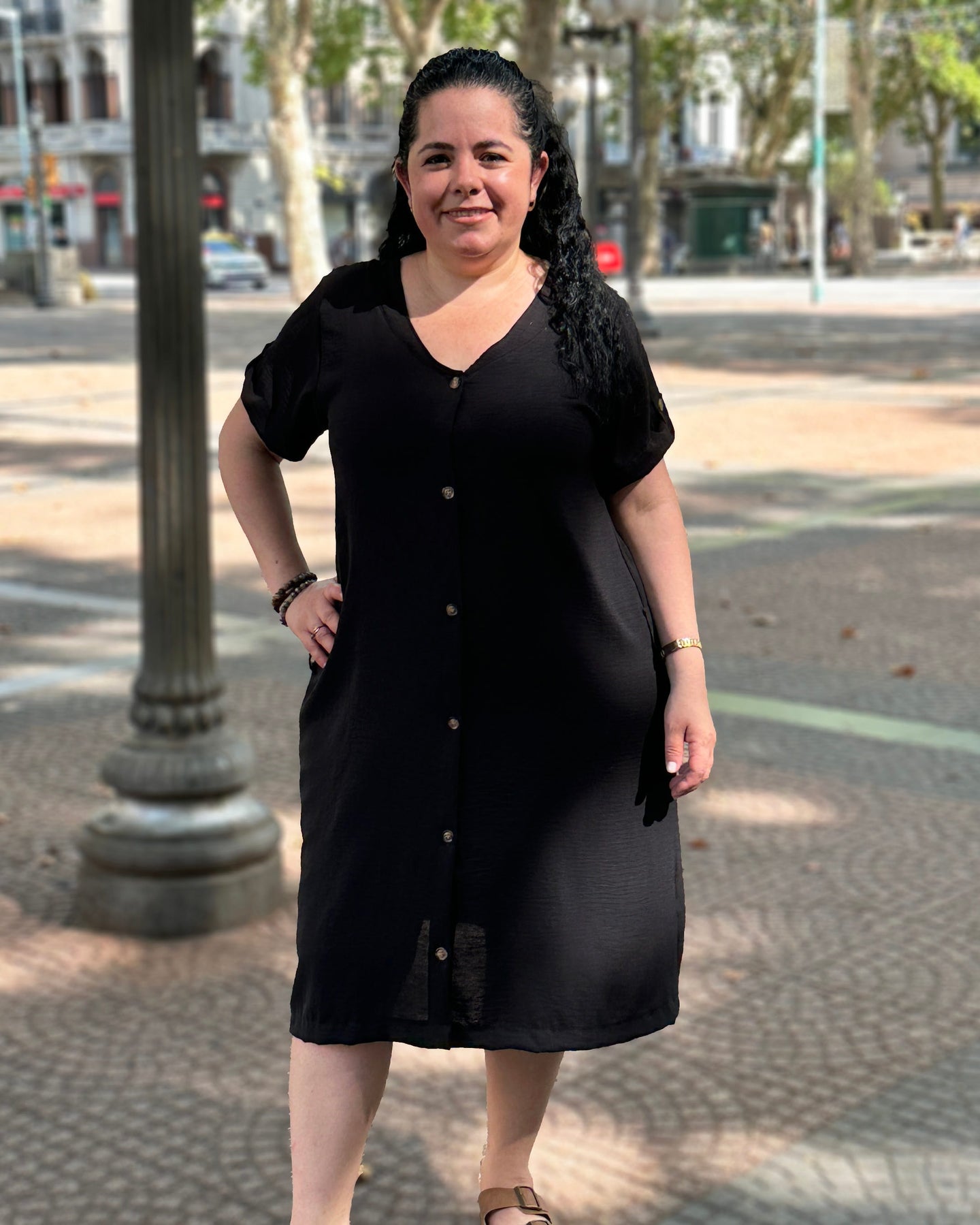 VESTIDO CAMISERO - Negro