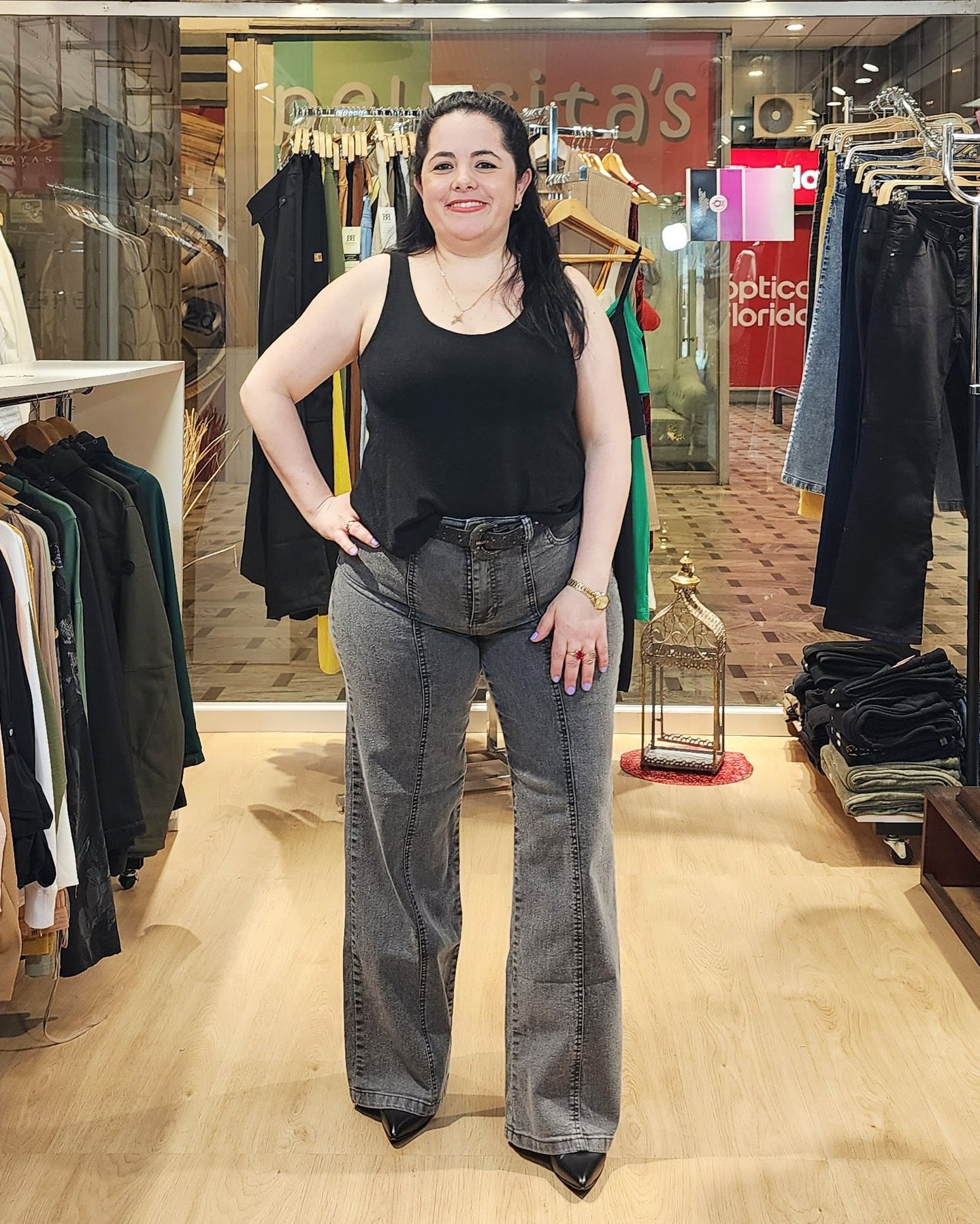 PANTALON JEAN WIDE LEG - Gris